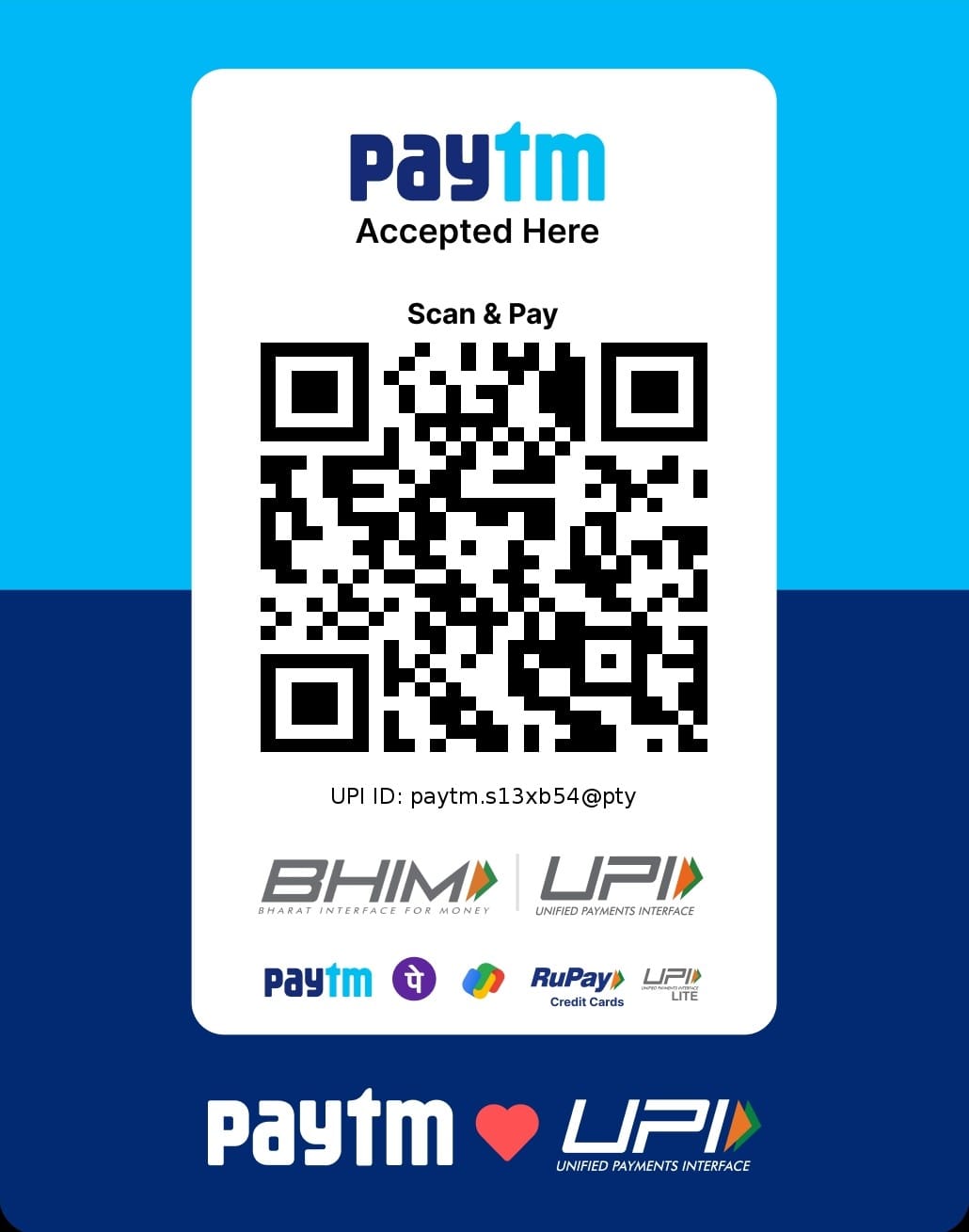 Paytm UPI QR code